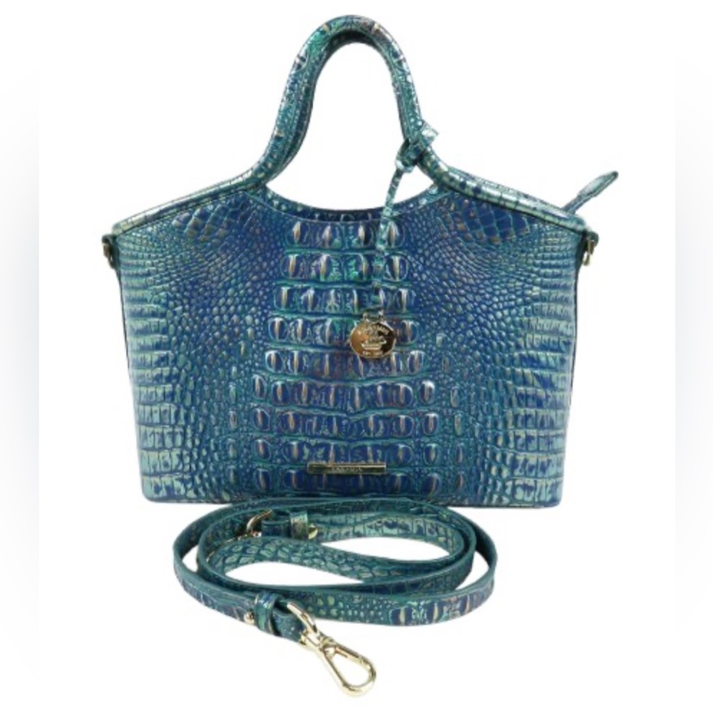 Brahmin Elaine Blue Dragon Skin Embossed Handbag